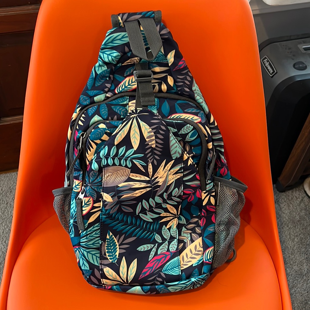 Leaf Print Sling Backpack